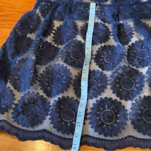 Sz 9 small Sapphire Dolls navy lace overlay with beige lining dress back zip - Picture 8 of 13